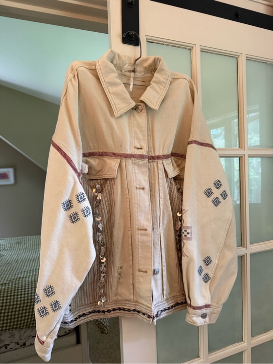 Free People Jackets & Blazers - Free People Winter Cactus Embroidered Denim Jacket